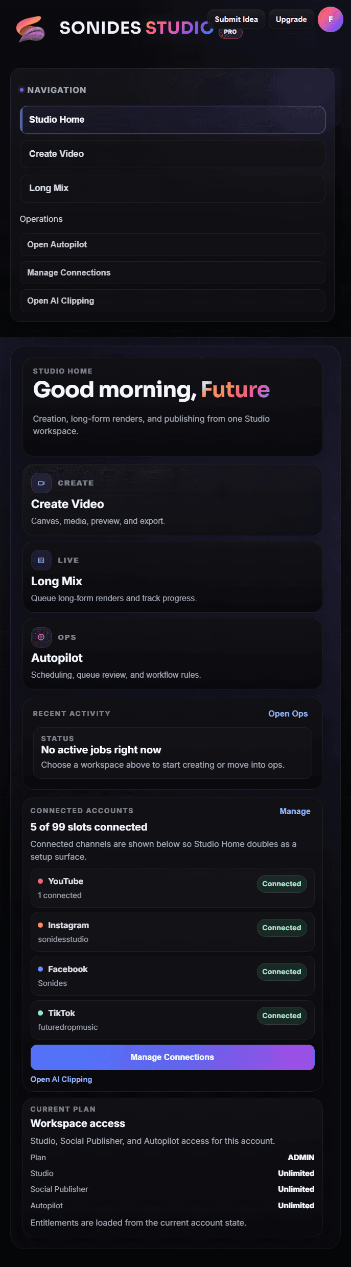 Sonides Studio editor with audio visualizer and export controls